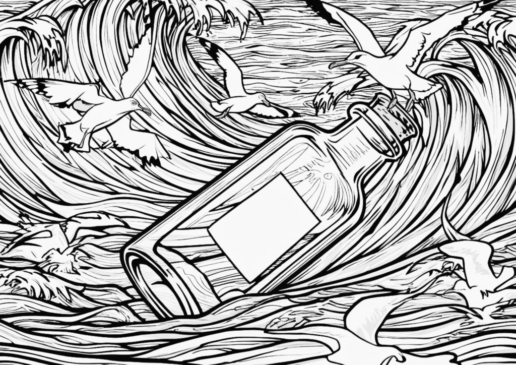 ゆるりえアート 大人の塗り絵時間 深海の財宝 – 船と灯台の塗り絵コレクション