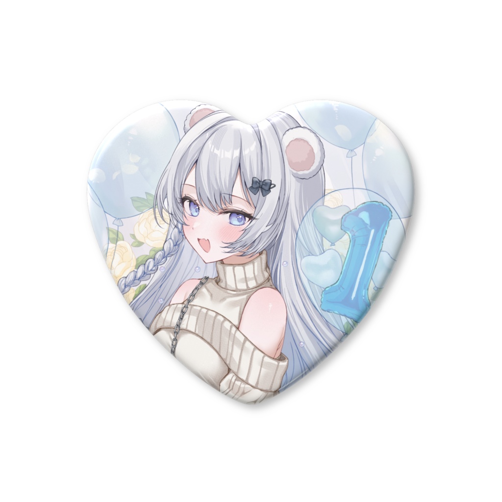 熊乃海心 ハート型缶バッジ