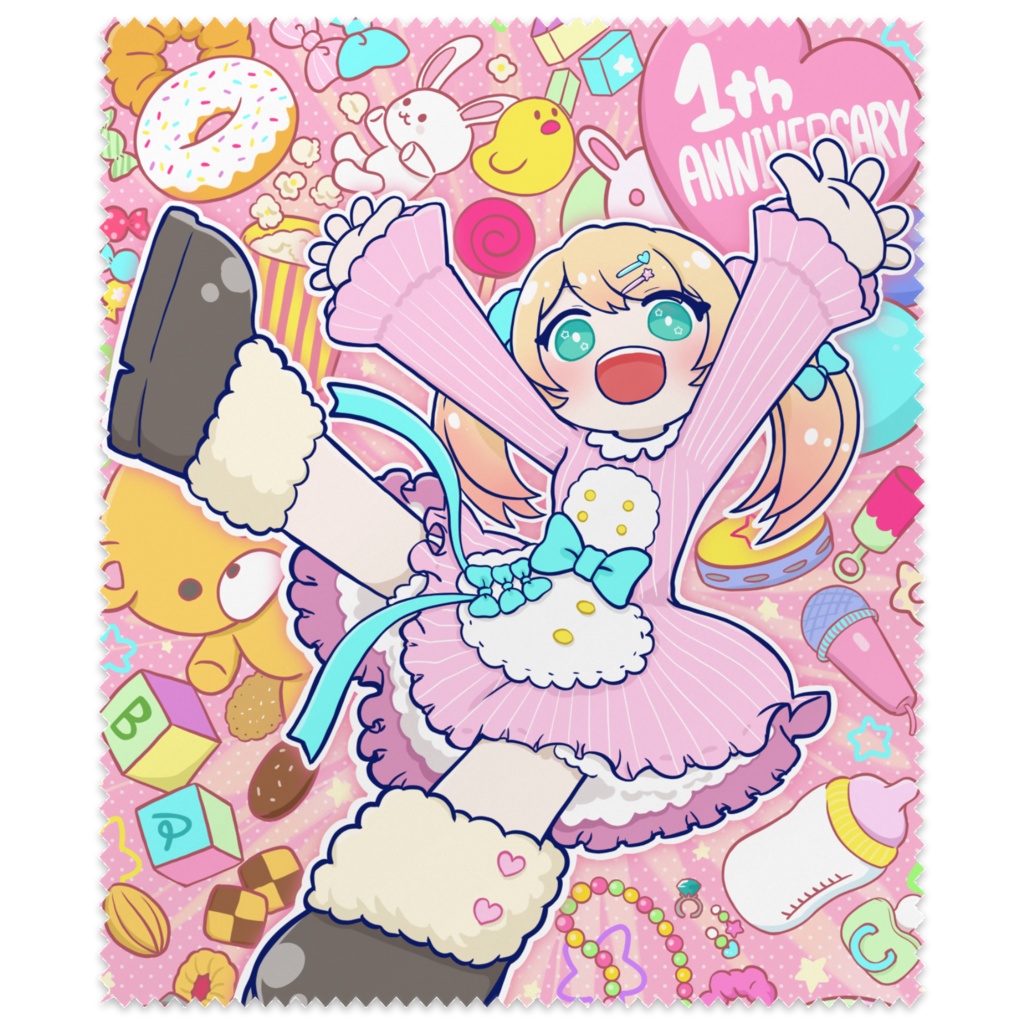 桃使ななな一周年記念メガネ拭き(ピンク、水色)