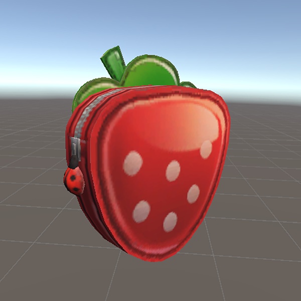 いちごポーチ|3Dモデル (Maya & Photoshop)