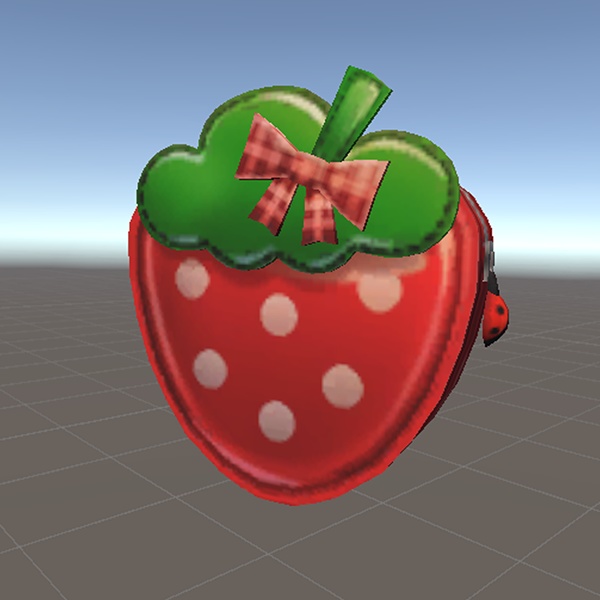 いちごポーチ｜3Dモデル (Maya & Photoshop)