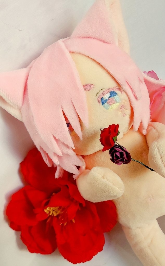 【自作ぬいぐるみ】桃色花狐【花童楼】