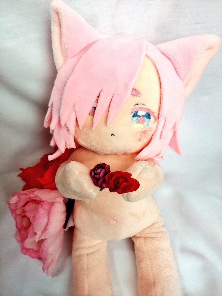 【自作ぬいぐるみ】桃色花狐【花童楼】