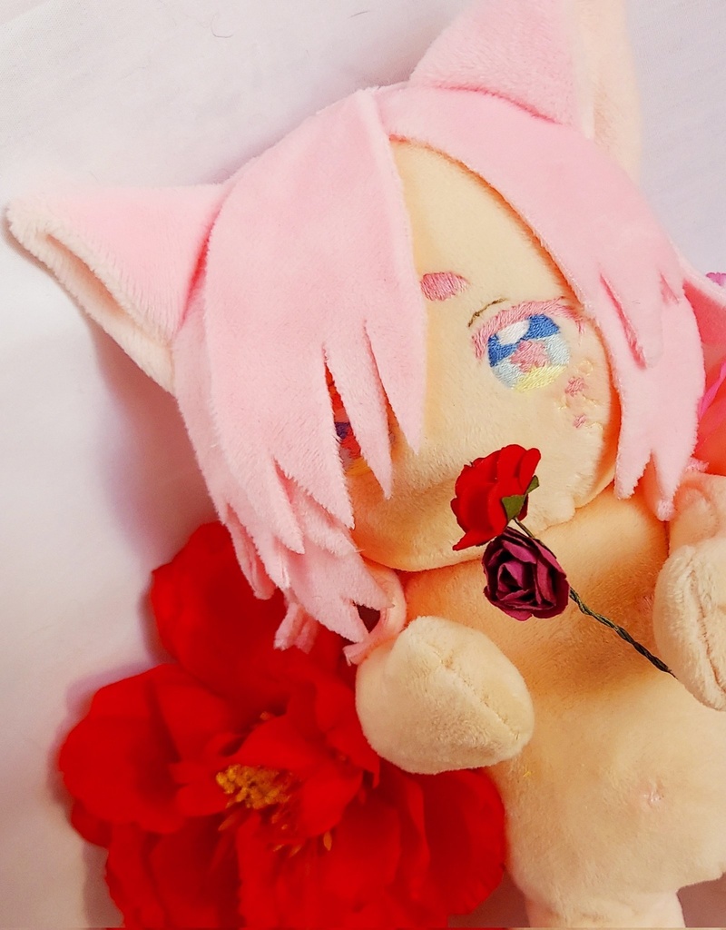 【自作ぬいぐるみ】桃色花狐【花童楼】