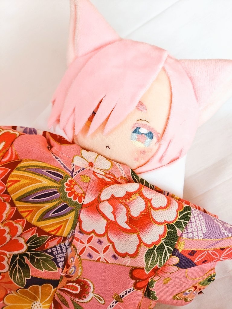 【自作ぬいぐるみ】桃色花狐【花童楼】