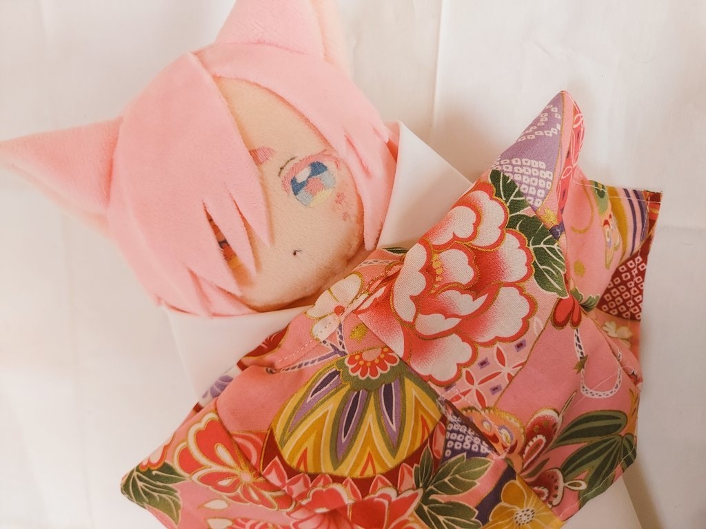 【自作ぬいぐるみ】桃色花狐【花童楼】