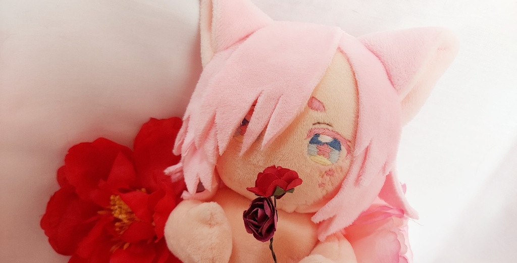 【自作ぬいぐるみ】桃色花狐【花童楼】