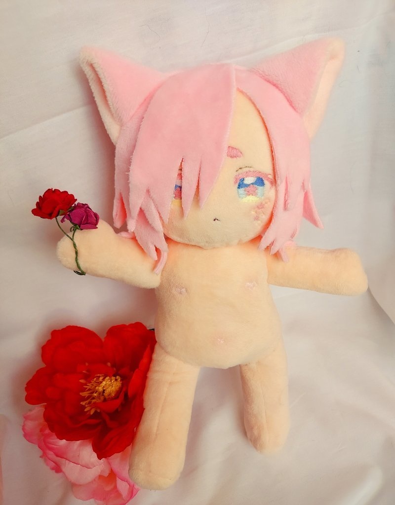 【自作ぬいぐるみ】桃色花狐【花童楼】