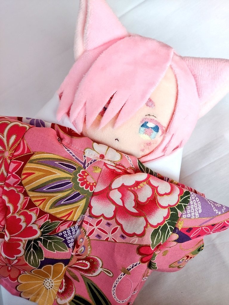 【自作ぬいぐるみ】桃色花狐【花童楼】