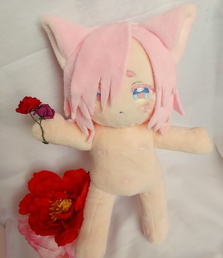 【自作ぬいぐるみ】桃色花狐【花童楼】