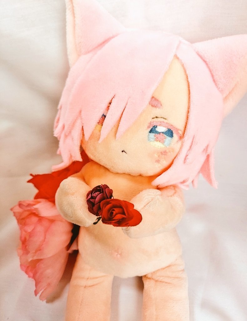 【自作ぬいぐるみ】桃色花狐【花童楼】
