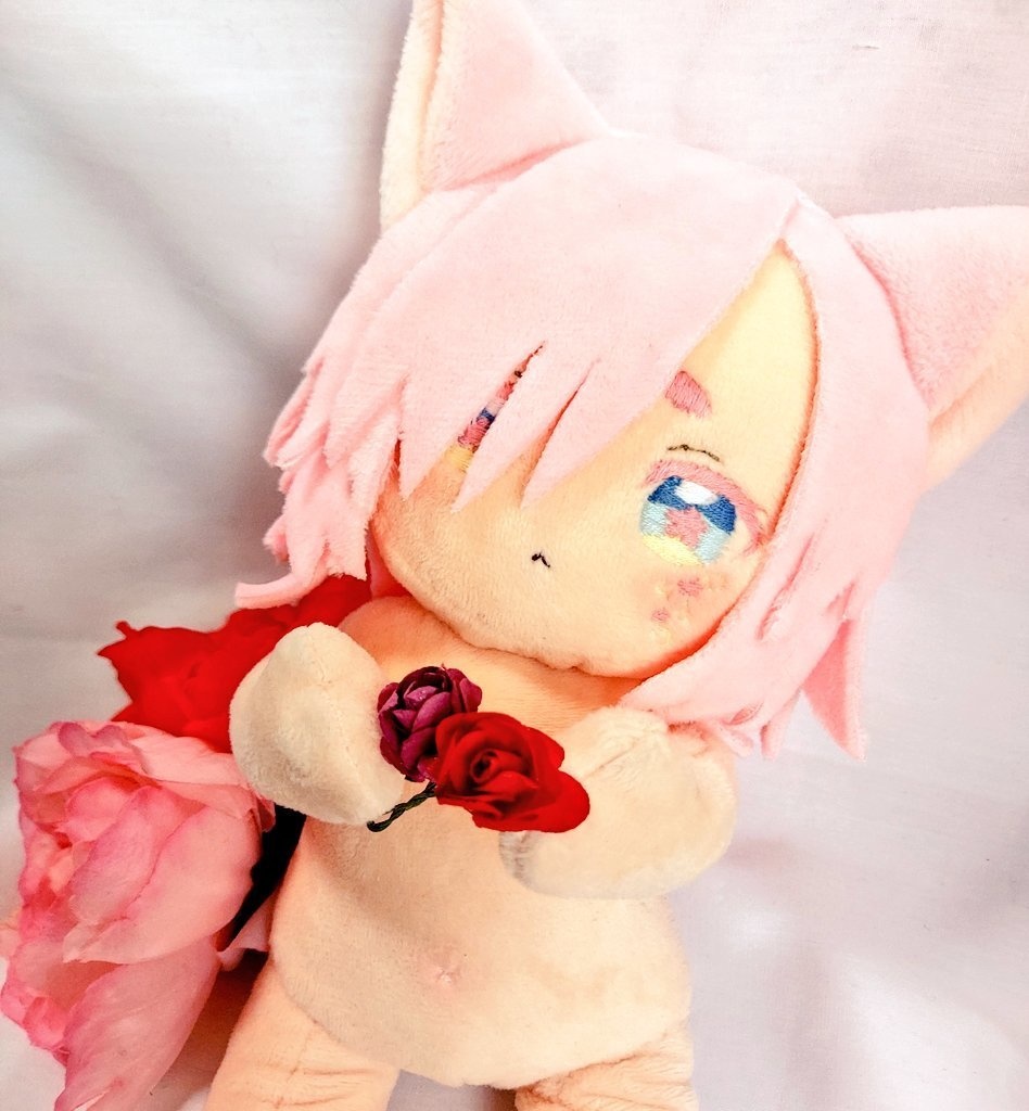 【自作ぬいぐるみ】桃色花狐【花童楼】