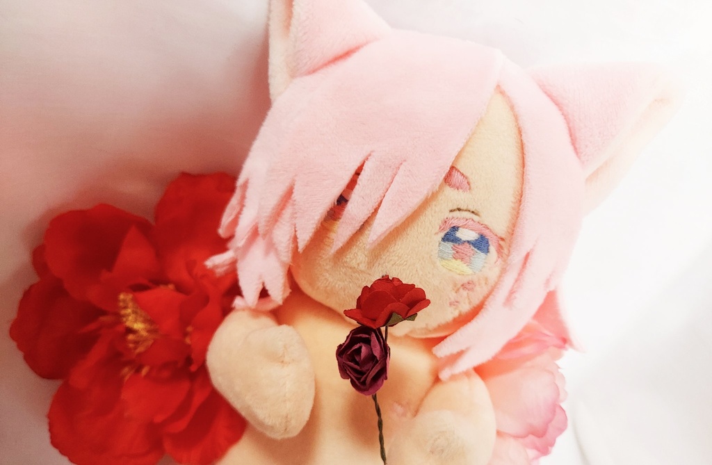 【自作ぬいぐるみ】桃色花狐【花童楼】