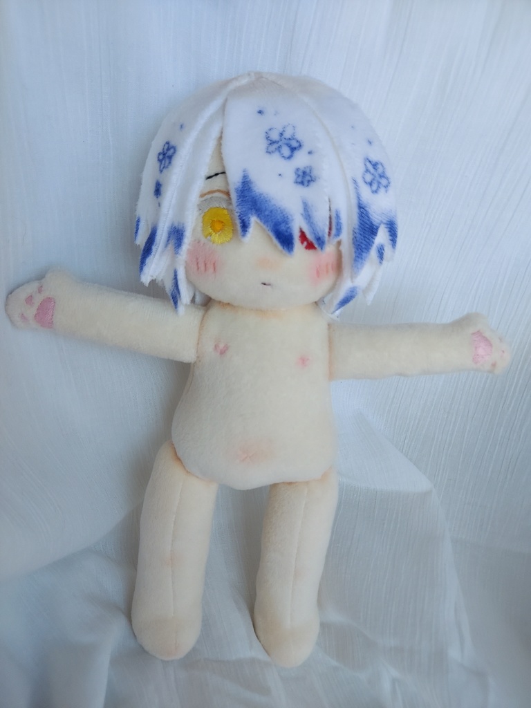 【自作ぬいぐるみ】花童楼【白花紫艶】