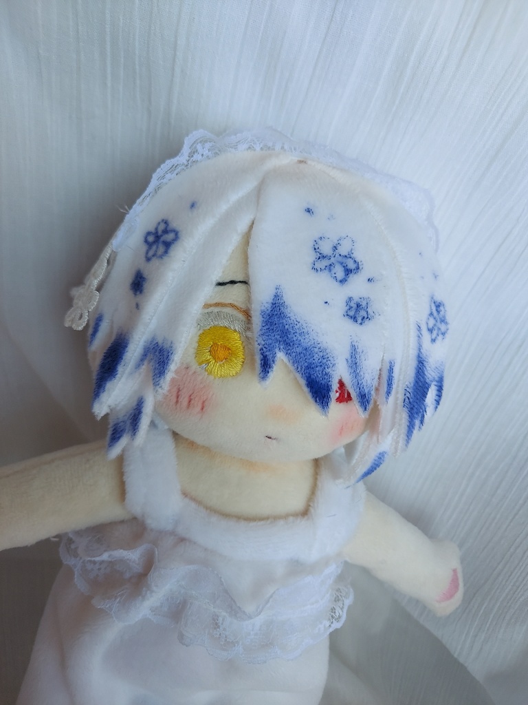 【自作ぬいぐるみ】花童楼【白花紫艶】