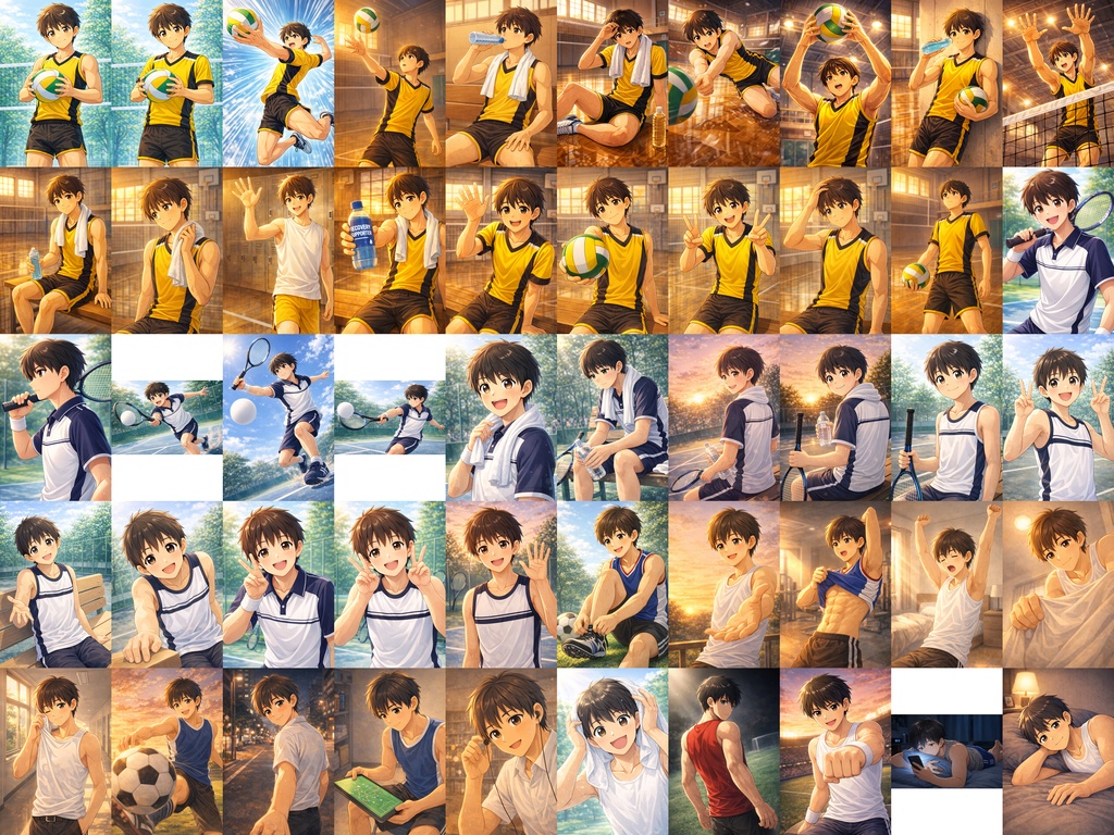 【豊川くんIP】スポーツ男子・50枚プレミアムパック Vol.2:バレー・テニス・日常。1mmの回復を、あなたの日常に