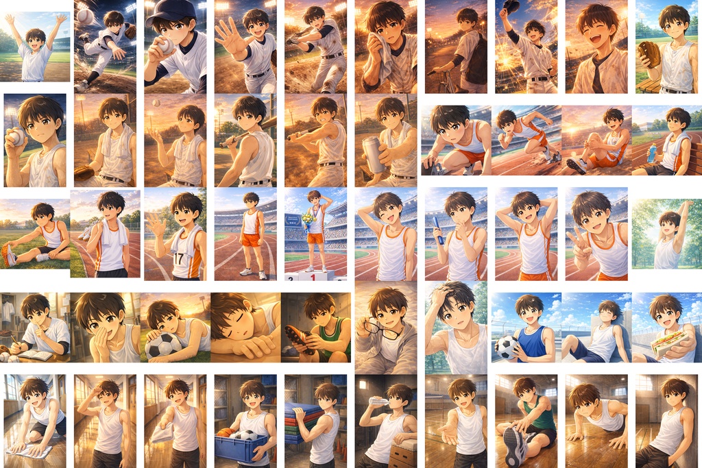 【豊川くんIP】スポーツ男子・50枚プレミアムパック Vol.3:野球・陸上・日常