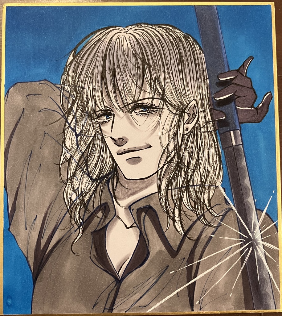 オリジナルイラスト青　小色紙