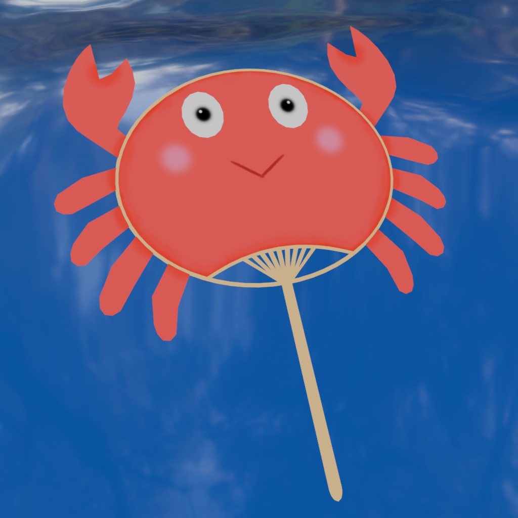 【無料】カニさんうちわ【3Dモデル】