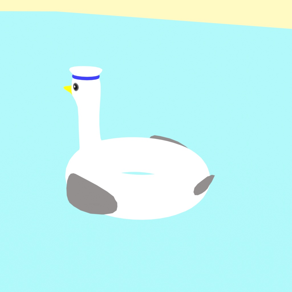 【無料】カモメの浮き輪【3Dモデル】
