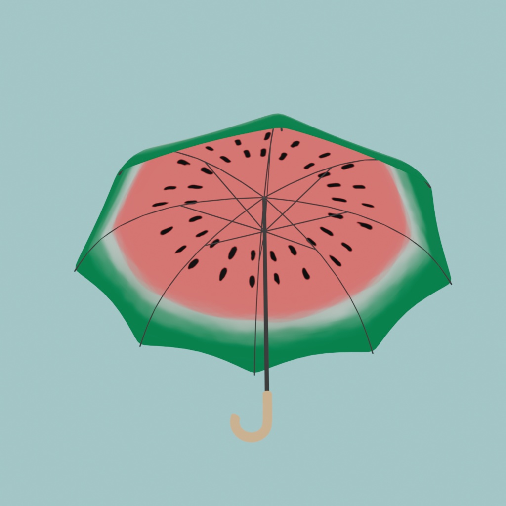 【無料】スイカの傘【3Dモデル】