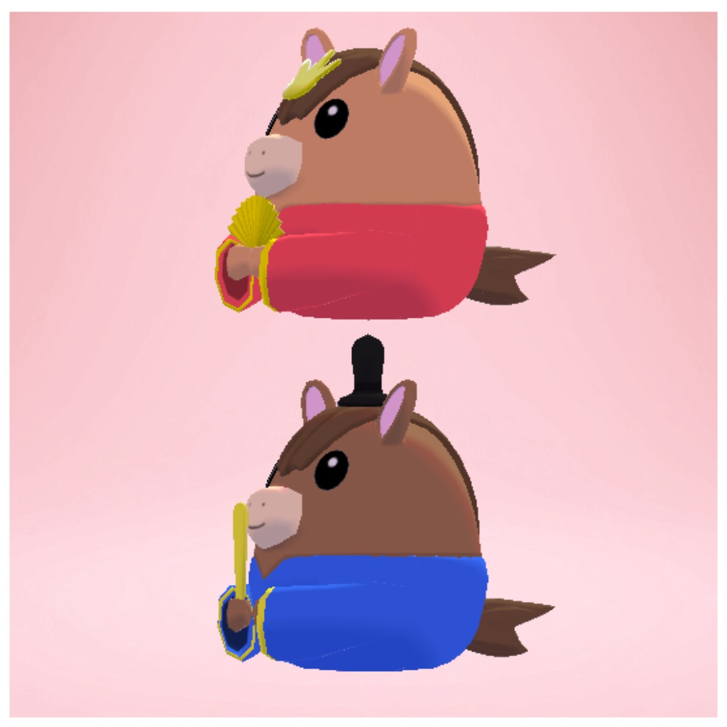 【3Dモデル】ウマの雛人形【オス・メスセット】