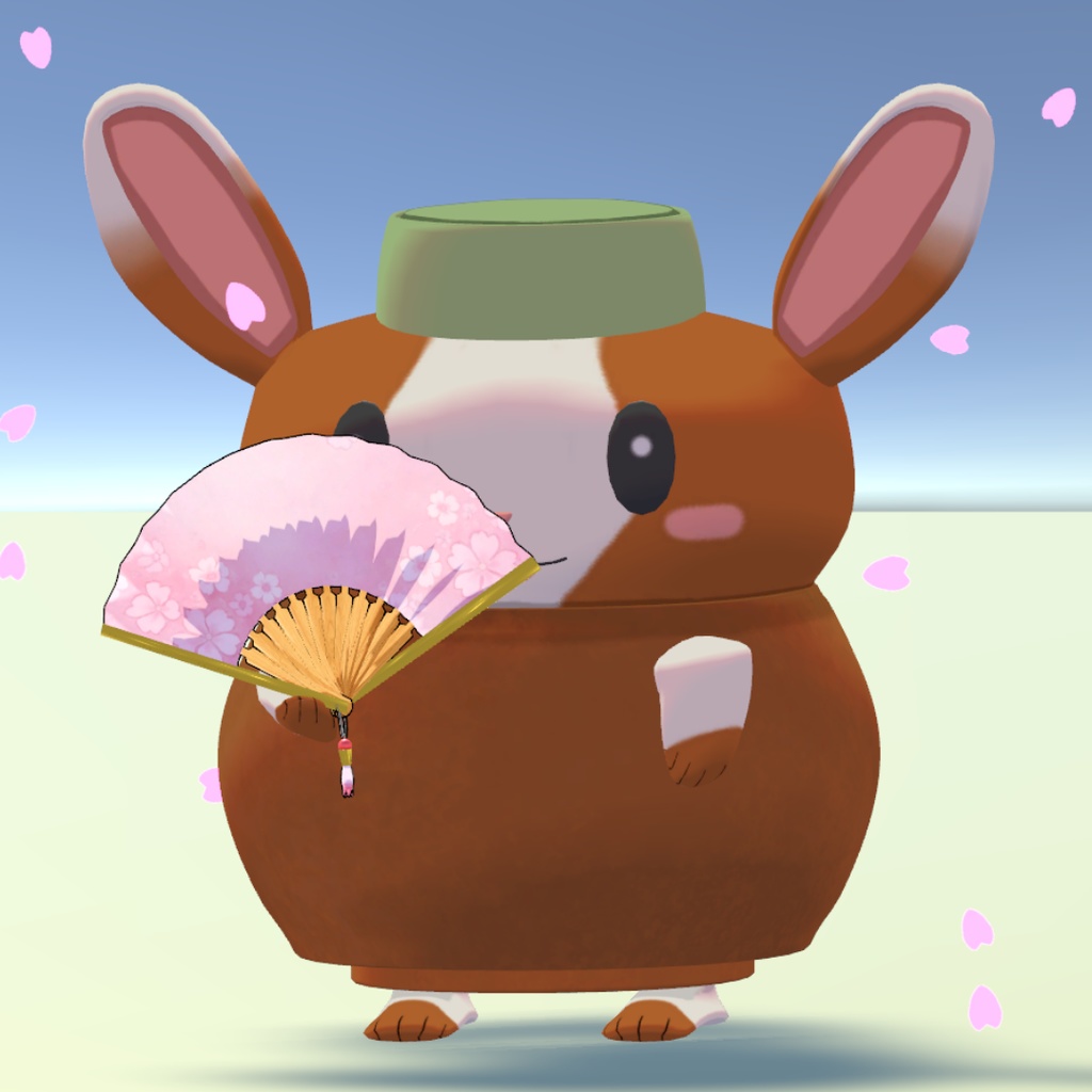 桜の扇+桜エフェクト2種【3Dモデル】