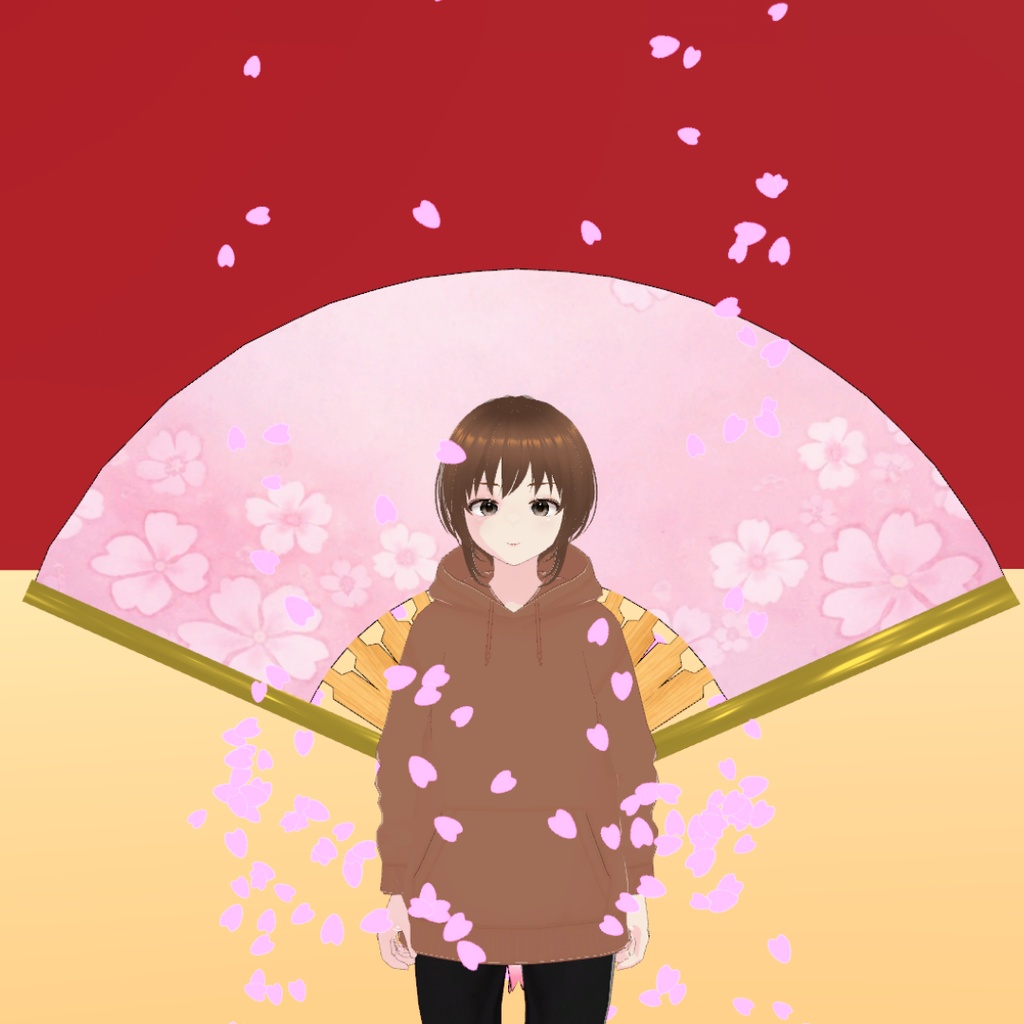 桜の扇+桜エフェクト2種【3Dモデル】