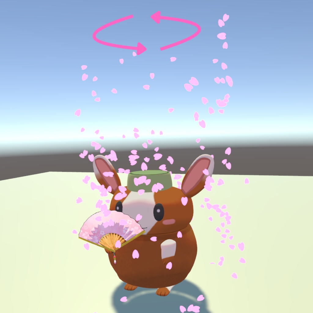 桜の扇+桜エフェクト2種【3Dモデル】