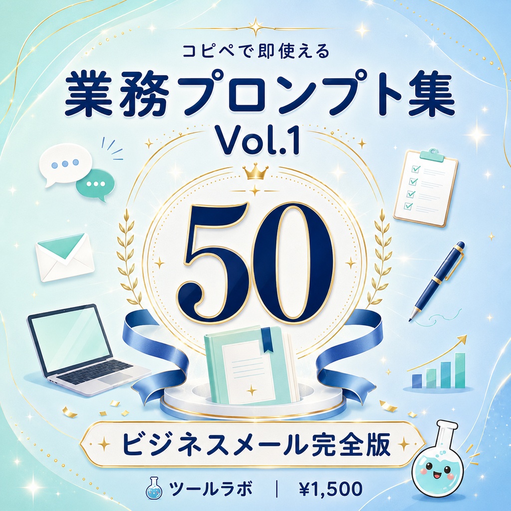 【ChatGPTで業務メールが3倍速くなる】コピペで即使える 業務プロンプト集 Vol.1｜全50個・9カテゴリ収録