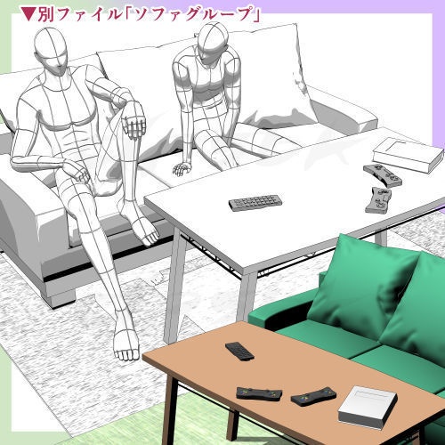 3D・ロフト部屋(現代・キッチン付き)