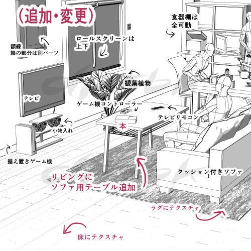 3D・ロフト部屋(現代・キッチン付き)