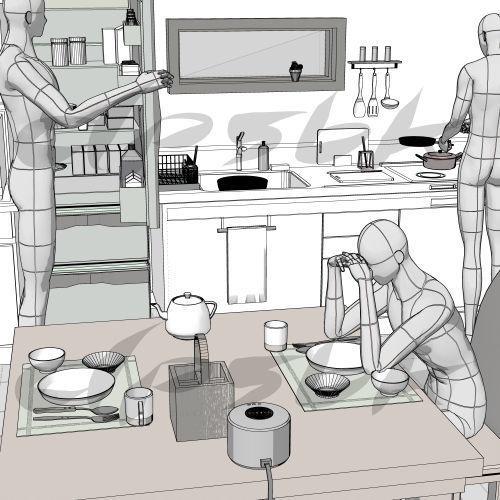 3D・ロフト部屋(現代・キッチン付き)