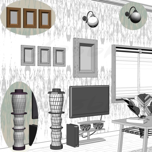 3D・ロフト部屋(現代・キッチン付き)