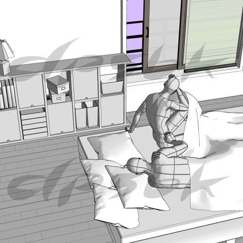 3D・ロフト部屋(現代・キッチン付き)