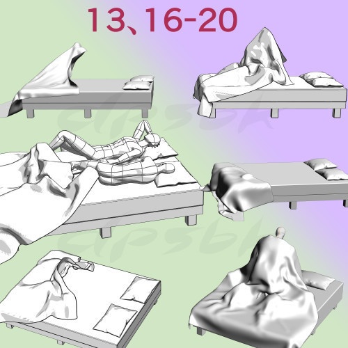 3Dベッドしわシーツ20種類
