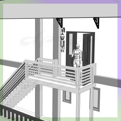 3D自宅用の家と家周りの町並み
