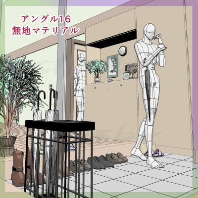 3D・玄関と玄関内部