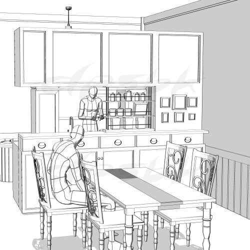 (3D・洋風)LDK・玄関・主寝室