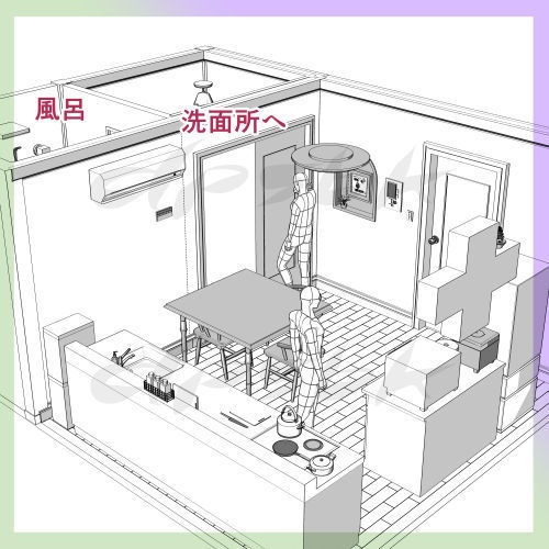 3Dアパート全体(10畳個室含む)