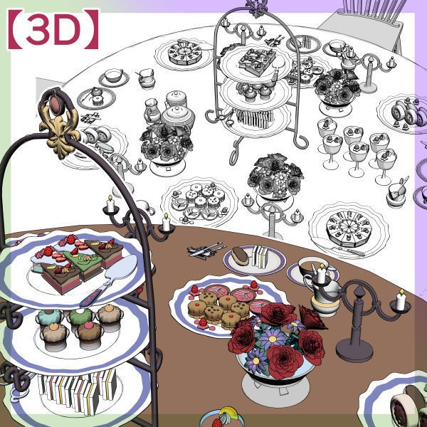いちごフェア アフタヌーンティフルセット【3D】