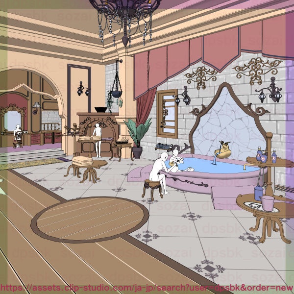 フルセット北部-辺境伯の家と各部屋【3D】