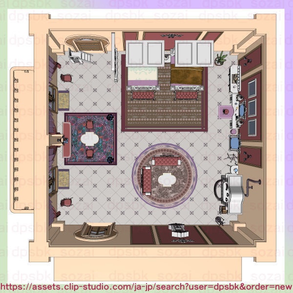 フルセット北部-辺境伯の家と各部屋【3D】