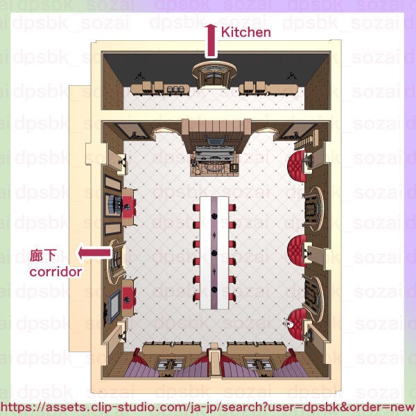 フルセット北部-辺境伯の家と各部屋【3D】