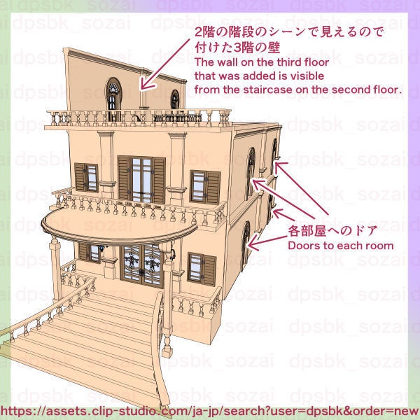 フルセット北部-辺境伯の家と各部屋【3D】