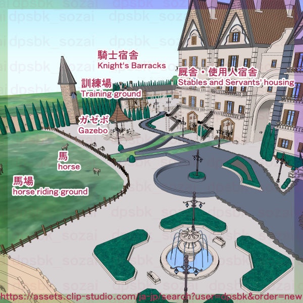 フルセット北部-辺境伯の家と各部屋【3D】