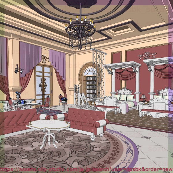 フルセット北部-辺境伯の家と各部屋【3D】