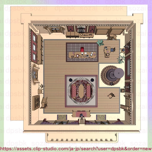 フルセット北部-辺境伯の家と各部屋【3D】