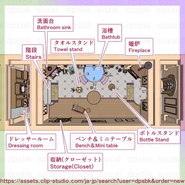 フルセット北部-辺境伯の家と各部屋【3D】