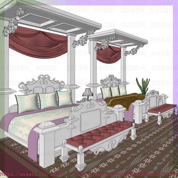 フルセット北部-辺境伯の家と各部屋【3D】